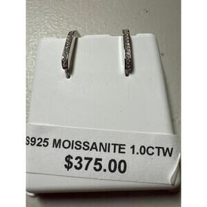 1CTW moissanite sterling silver huggy hoops